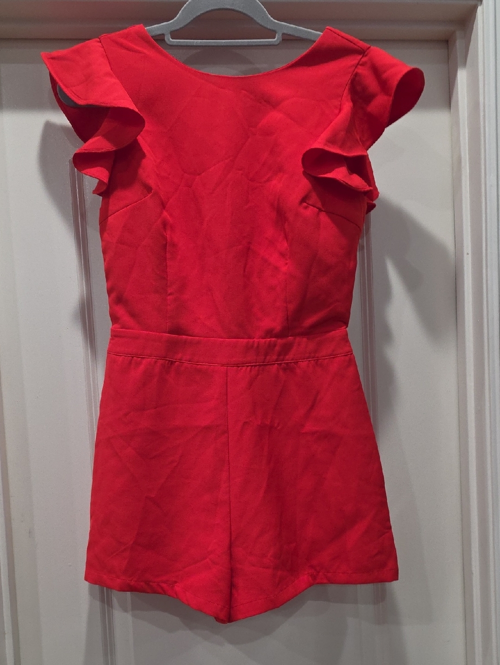 TCEC‎ Red Orange Ruffle SleeveRomper